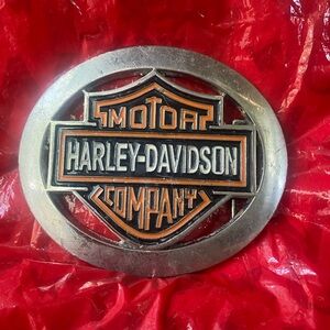 Harley-Davidson Silver and Orange Belt Buckle